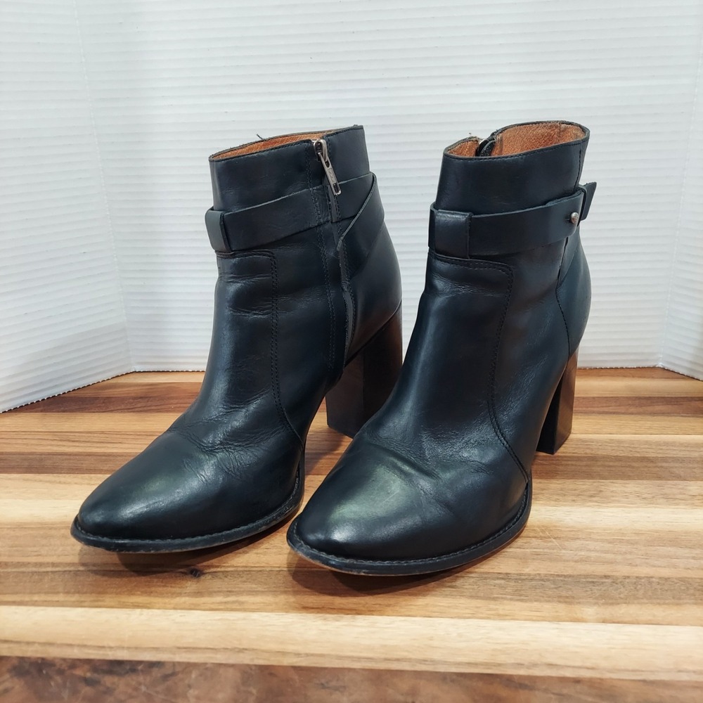 Madewell Sammie Leather Ankle Boot Women 10 Black Block Heel Pointed Toe Booties